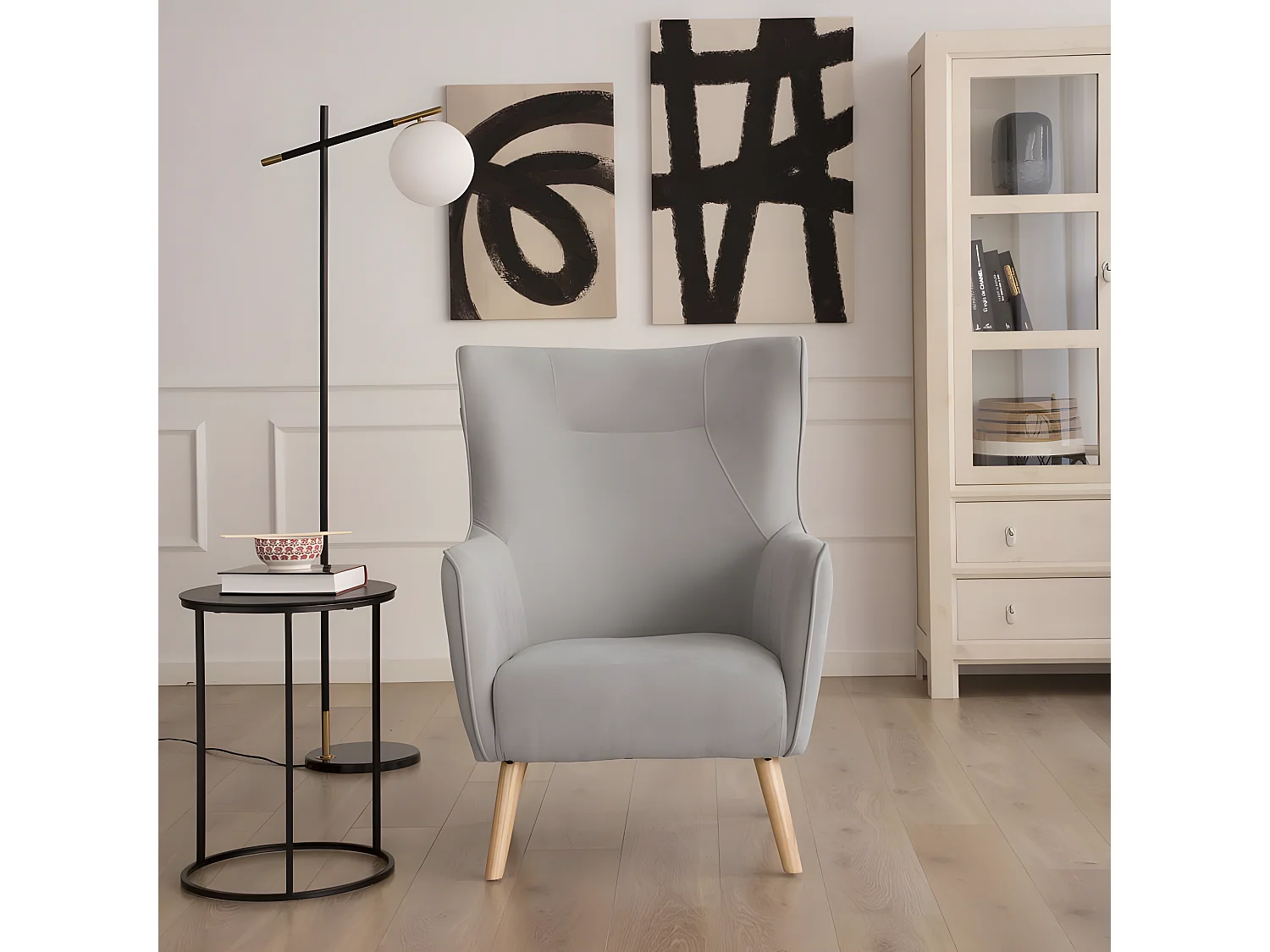 Poltrona stoffa e legno Gris Perla (631) 78x100