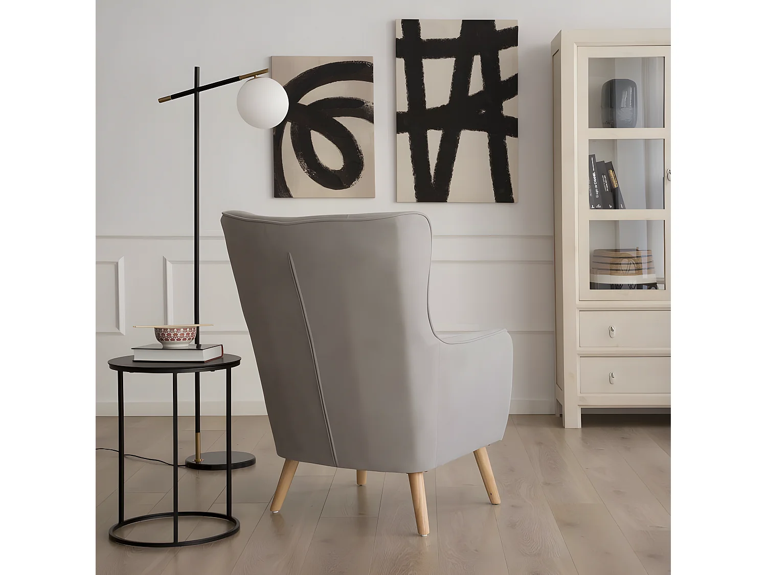 Poltrona stoffa e legno Gris Perla (631) 78x100