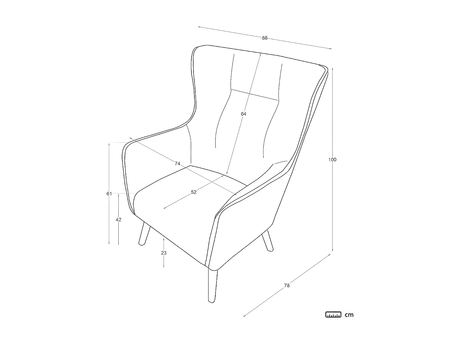 Poltrona stoffa e legno Gris Perla (631) 78x100