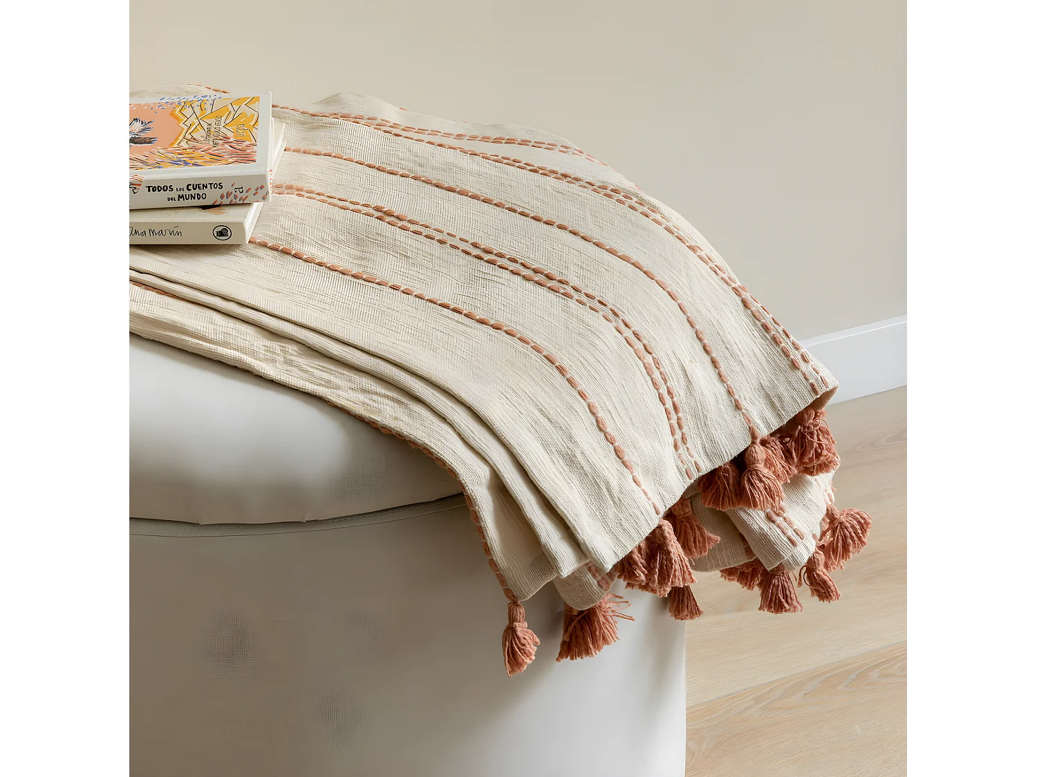 Plaid textile rosa 250 cm x 160 cm-Pomline