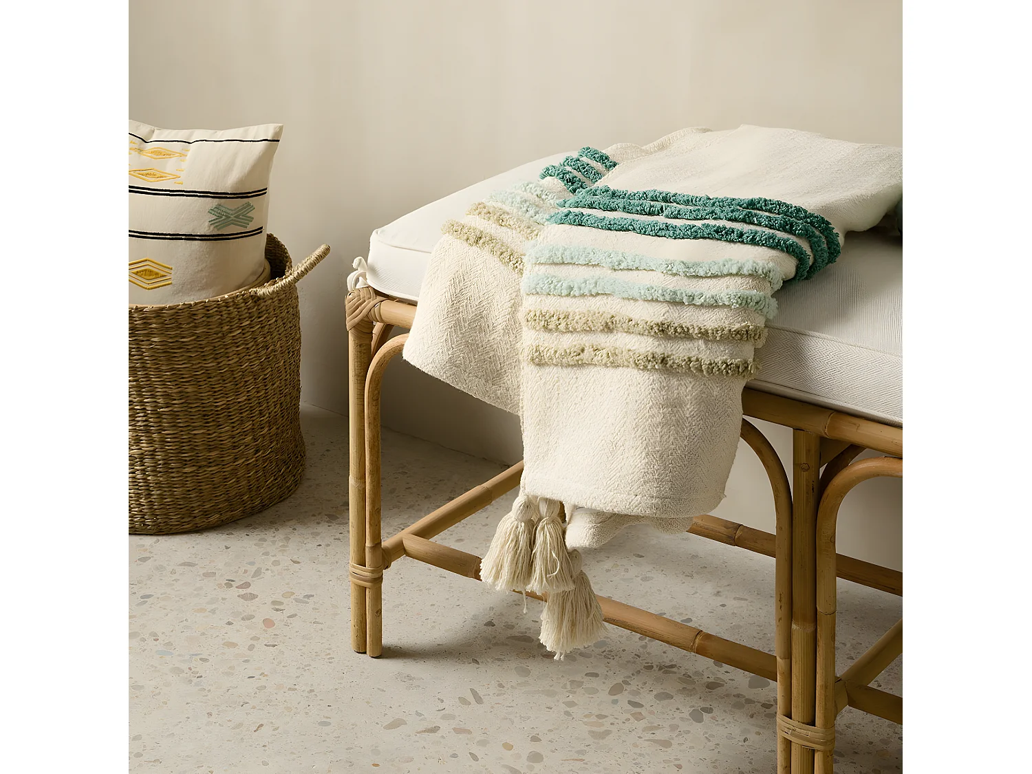 Plaid textile  130 cm x 170 cm-Ocean