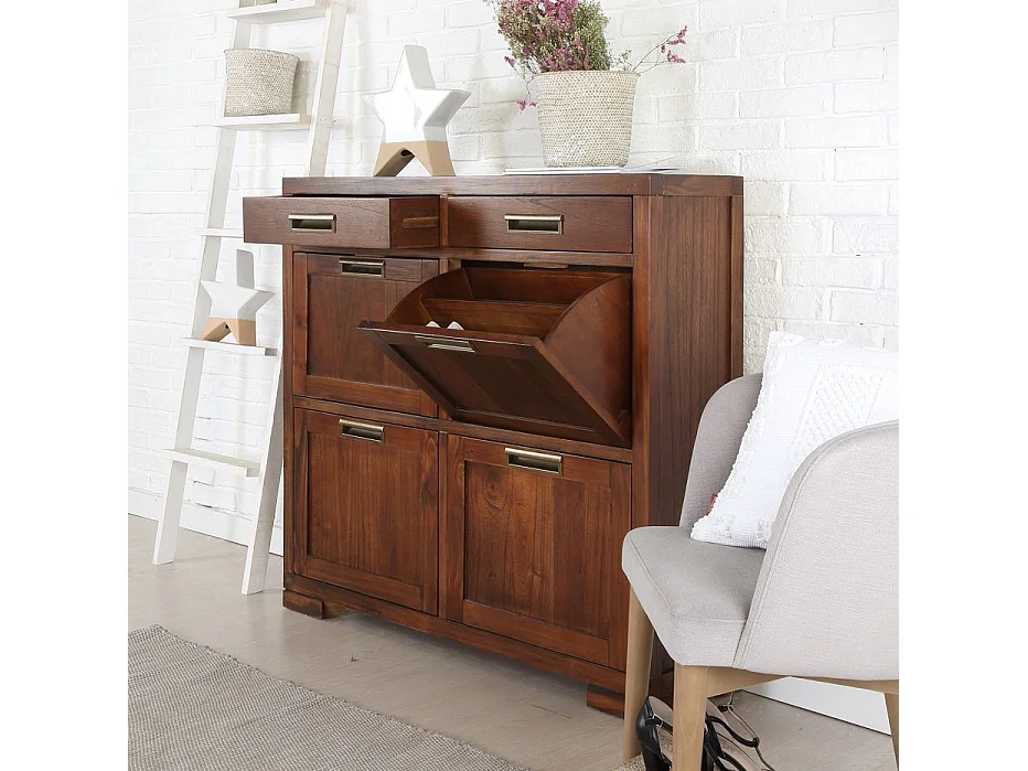 Meuble à chaussures en bois massif marron 110x103