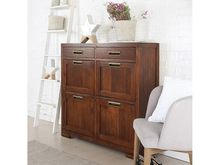 Scarpiera legno massello e impiallacciatura naturale di mindi Tek 30x103