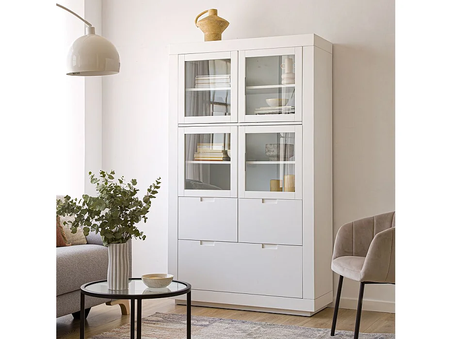 Vitrine en bois massif blanc 110x190