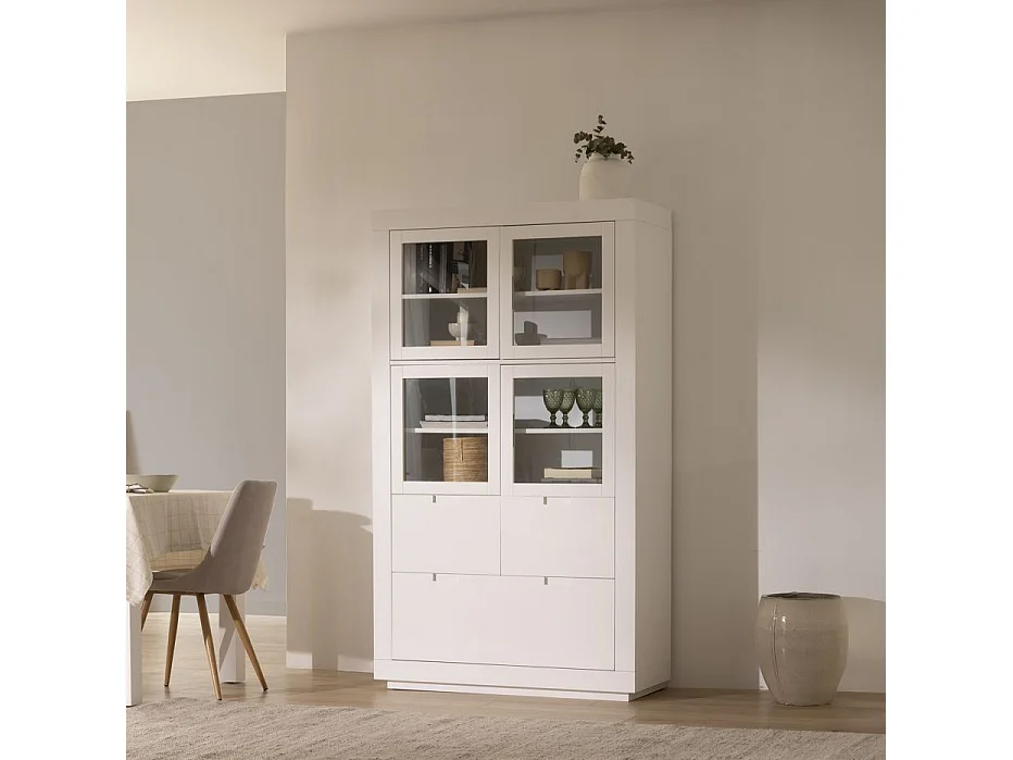 Vitrine en bois massif blanc 110x190