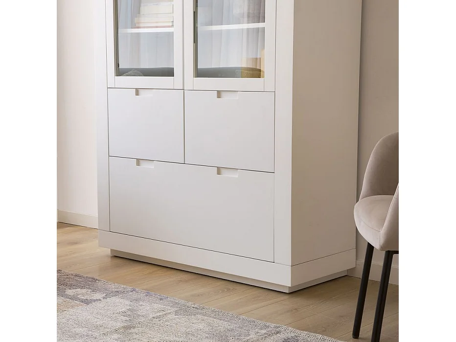 Vitrine en bois massif blanc 110x190