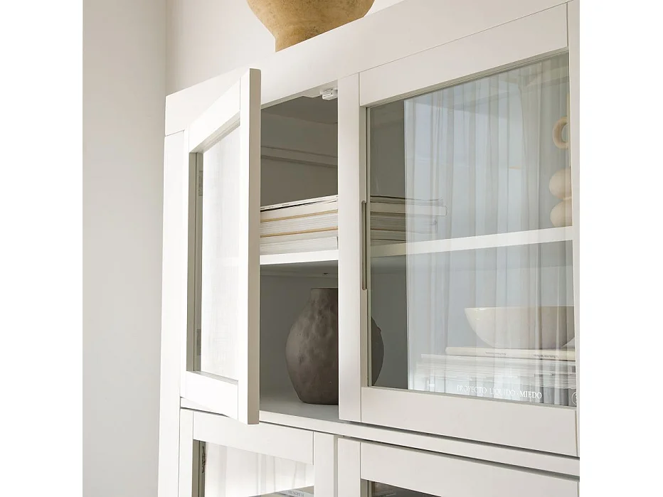 Vitrine en bois massif blanc 110x190