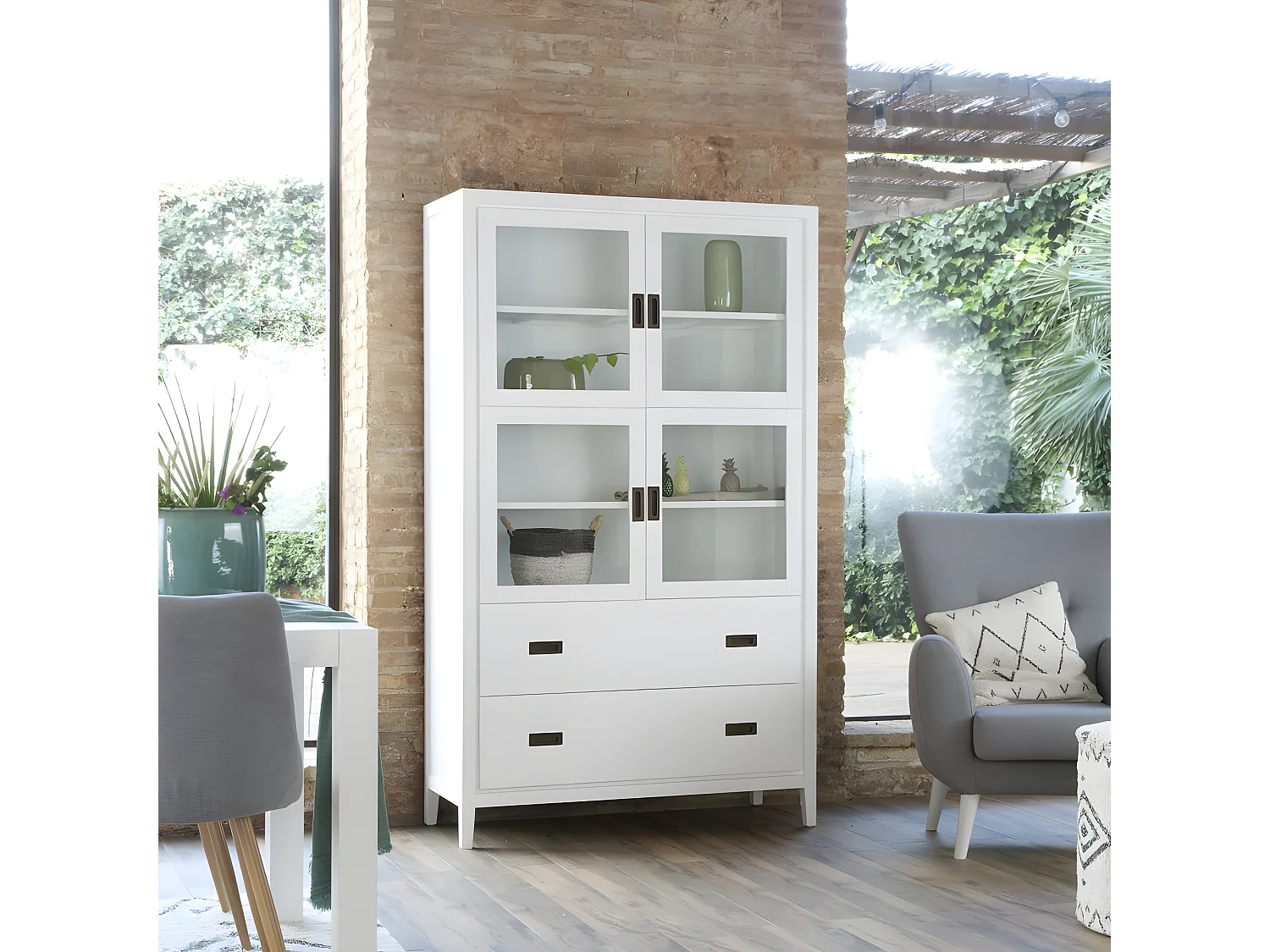 Vitrine effet bois blanc 115x195