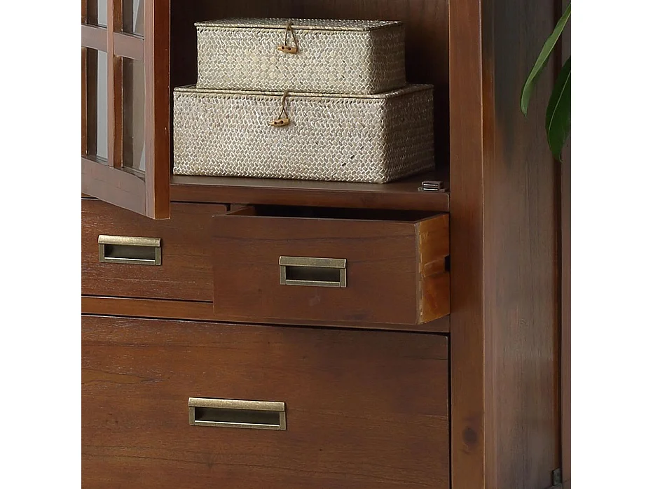 Vitrine en bois massif marron 75x180