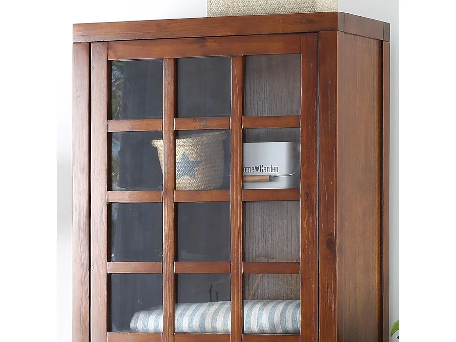 Vitrine en bois massif marron 75x180