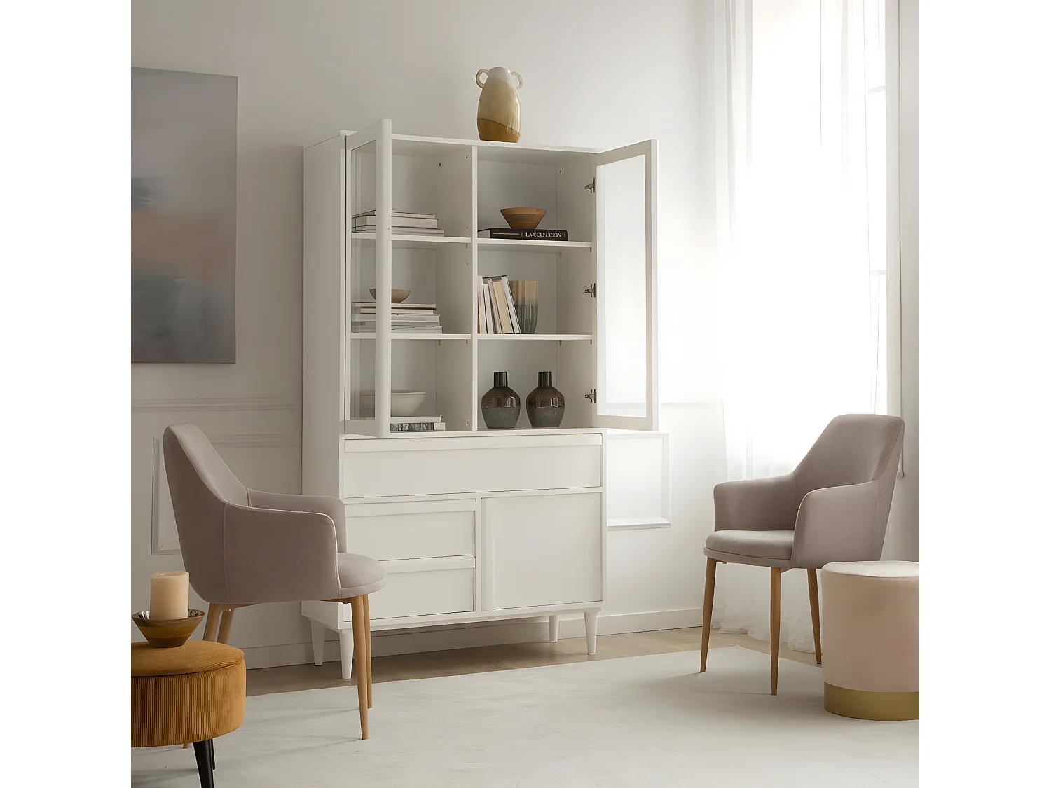 Vetrina pannello in mdf bianco 40x182