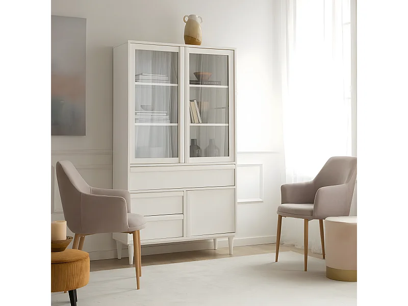 Vitrine effet bois blanc 100x182