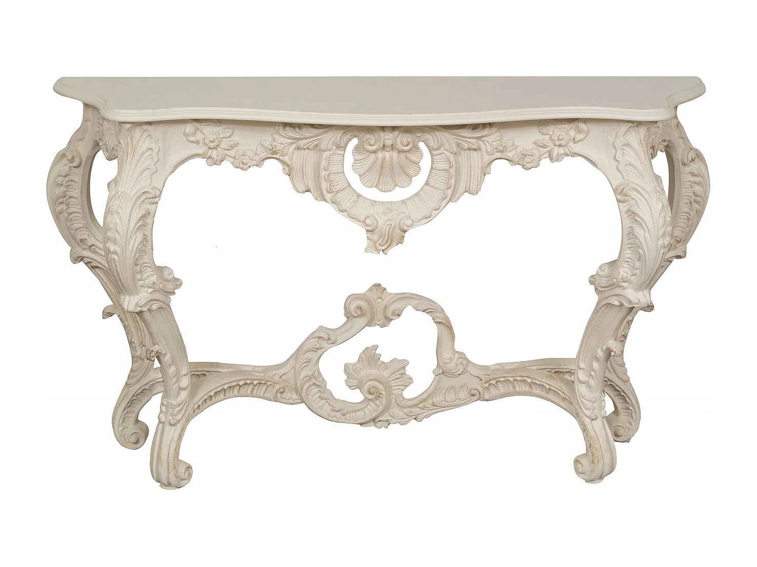 BISCOTTINI Table Console en Bois - Table d'appoint Finition Blanc Antique - Table pour Salon et Entrée - 37x135x80cm