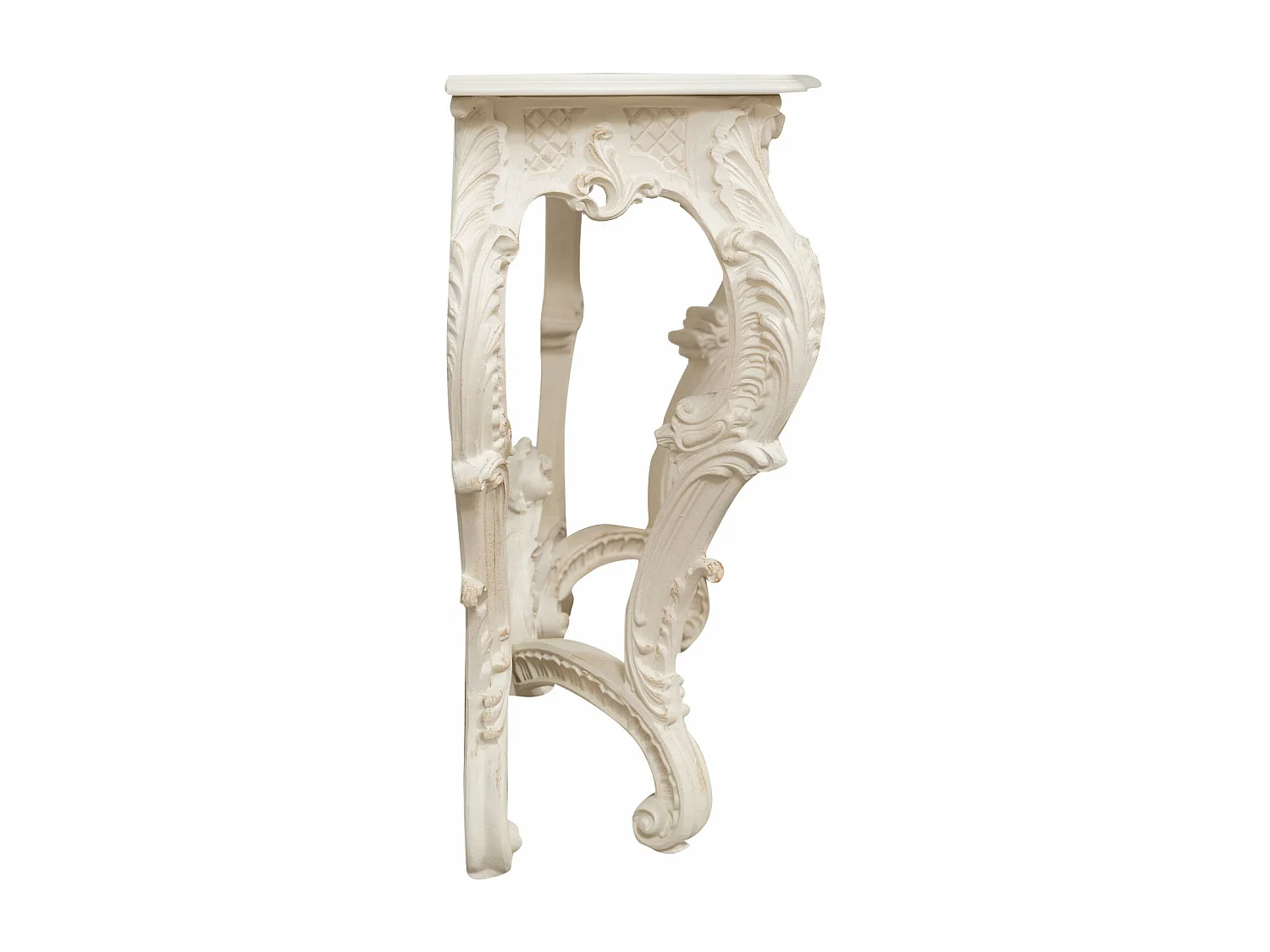 BISCOTTINI Table Console en Bois - Table d'appoint Finition Blanc Antique - Table pour Salon et Entrée - 37x135x80cm