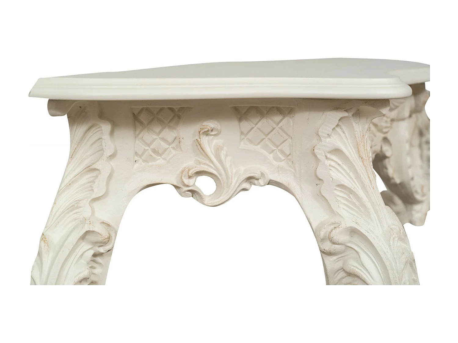 BISCOTTINI Table Console en Bois - Table d'appoint Finition Blanc Antique - Table pour Salon et Entrée - 37x135x80cm