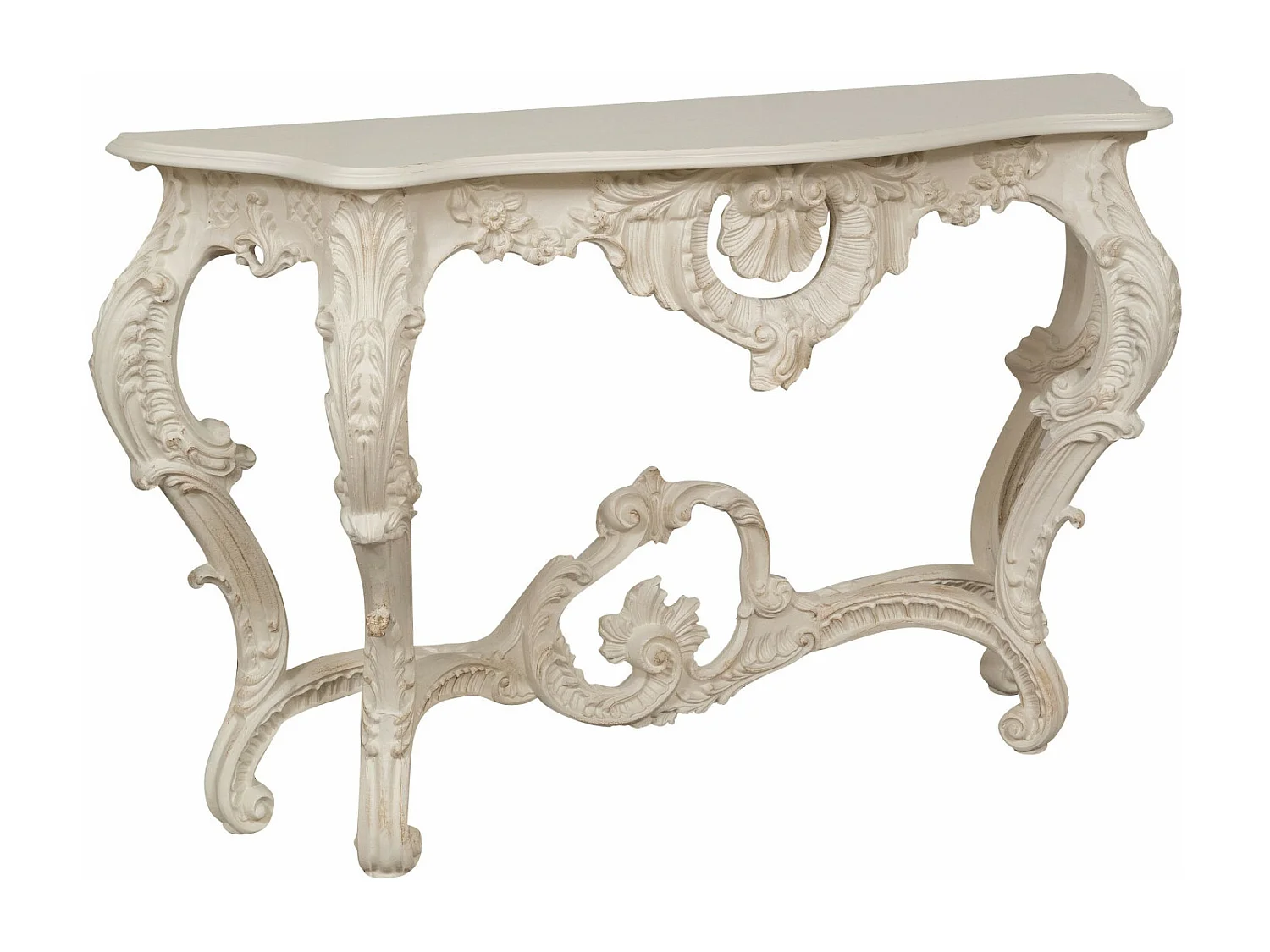 BISCOTTINI Table Console en Bois - Table d'appoint Finition Blanc Antique - Table pour Salon et Entrée - 37x135x80cm