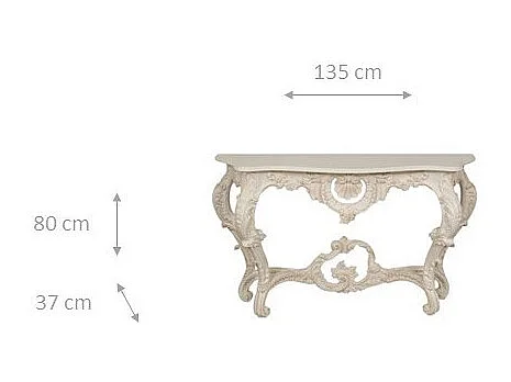 BISCOTTINI Table Console en Bois - Table d'appoint Finition Blanc Antique - Table pour Salon et Entrée - 37x135x80cm