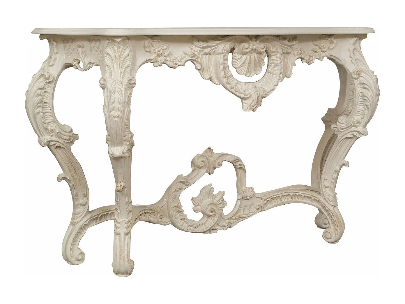 BISCOTTINI Table Console en Bois - Table d'appoint Finition Blanc Antique - Table pour Salon et Entrée - 37x135x80cm