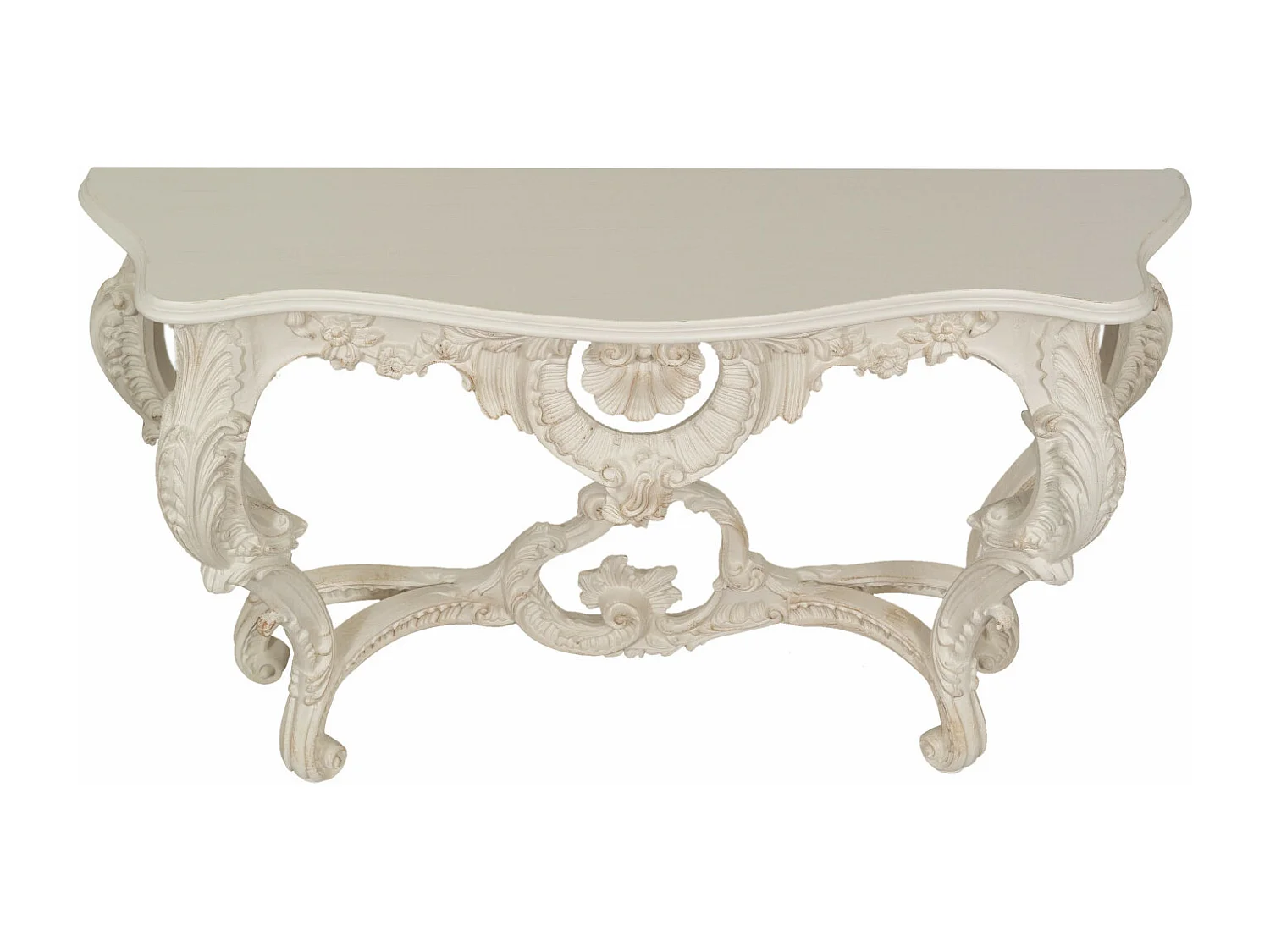 BISCOTTINI Table Console en Bois - Table d'appoint Finition Blanc Antique - Table pour Salon et Entrée - 37x135x80cm
