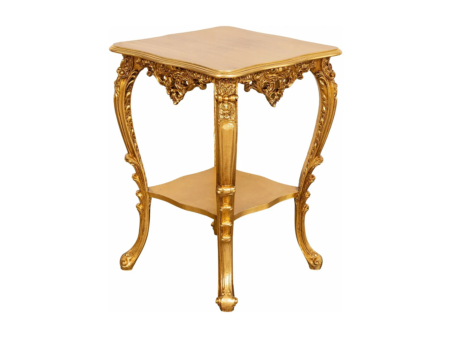 Table vase d'entrée en bois massif finition or antique - Console d'entrée - Table de rangement - 76x56cm fabriquée en Italie