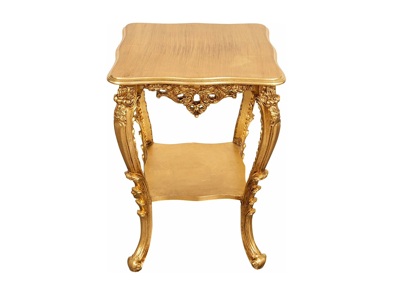 Table vase d'entrée en bois massif finition or antique - Console d'entrée - Table de rangement - 76x56cm fabriquée en Italie