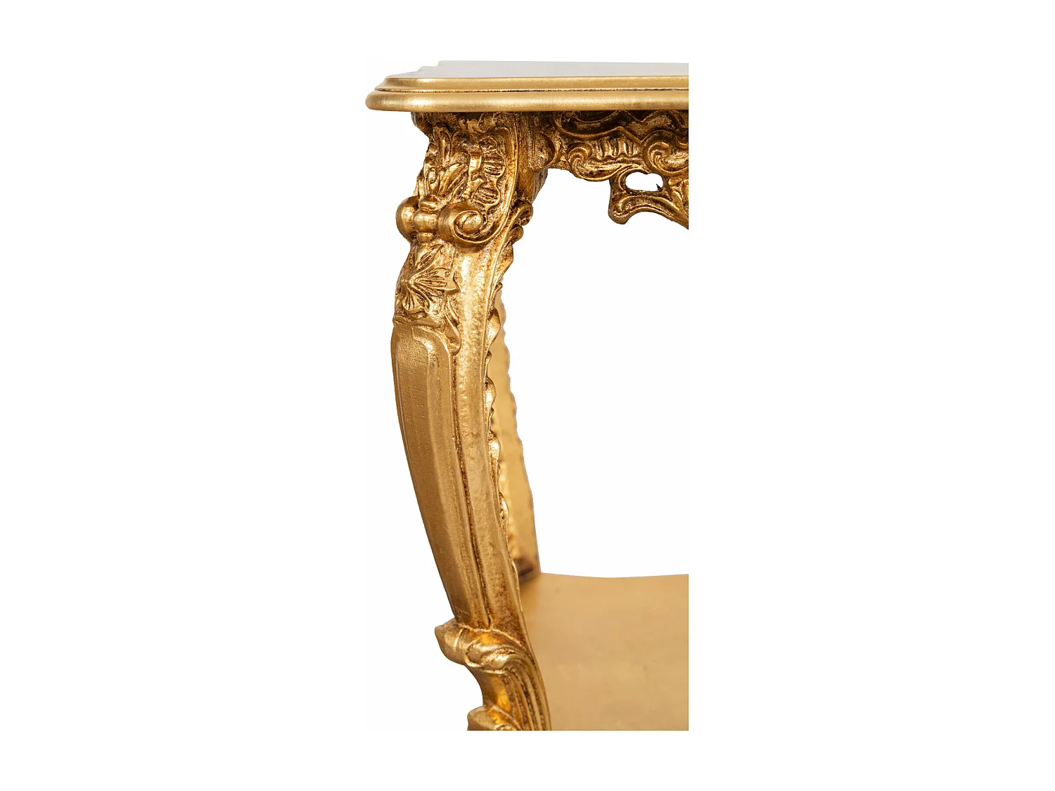 Table vase d'entrée en bois massif finition or antique - Console d'entrée - Table de rangement - 76x56cm fabriquée en Italie