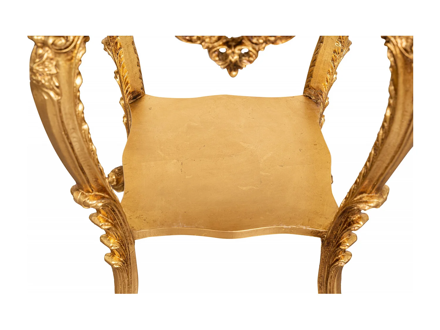 Table vase d'entrée en bois massif finition or antique - Console d'entrée - Table de rangement - 76x56cm fabriquée en Italie