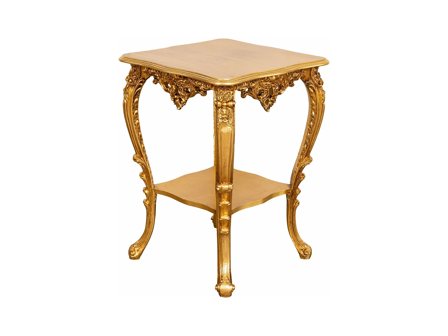 Table vase d'entrée en bois massif finition or antique - Console d'entrée - Table de rangement - 76x56cm fabriquée en Italie