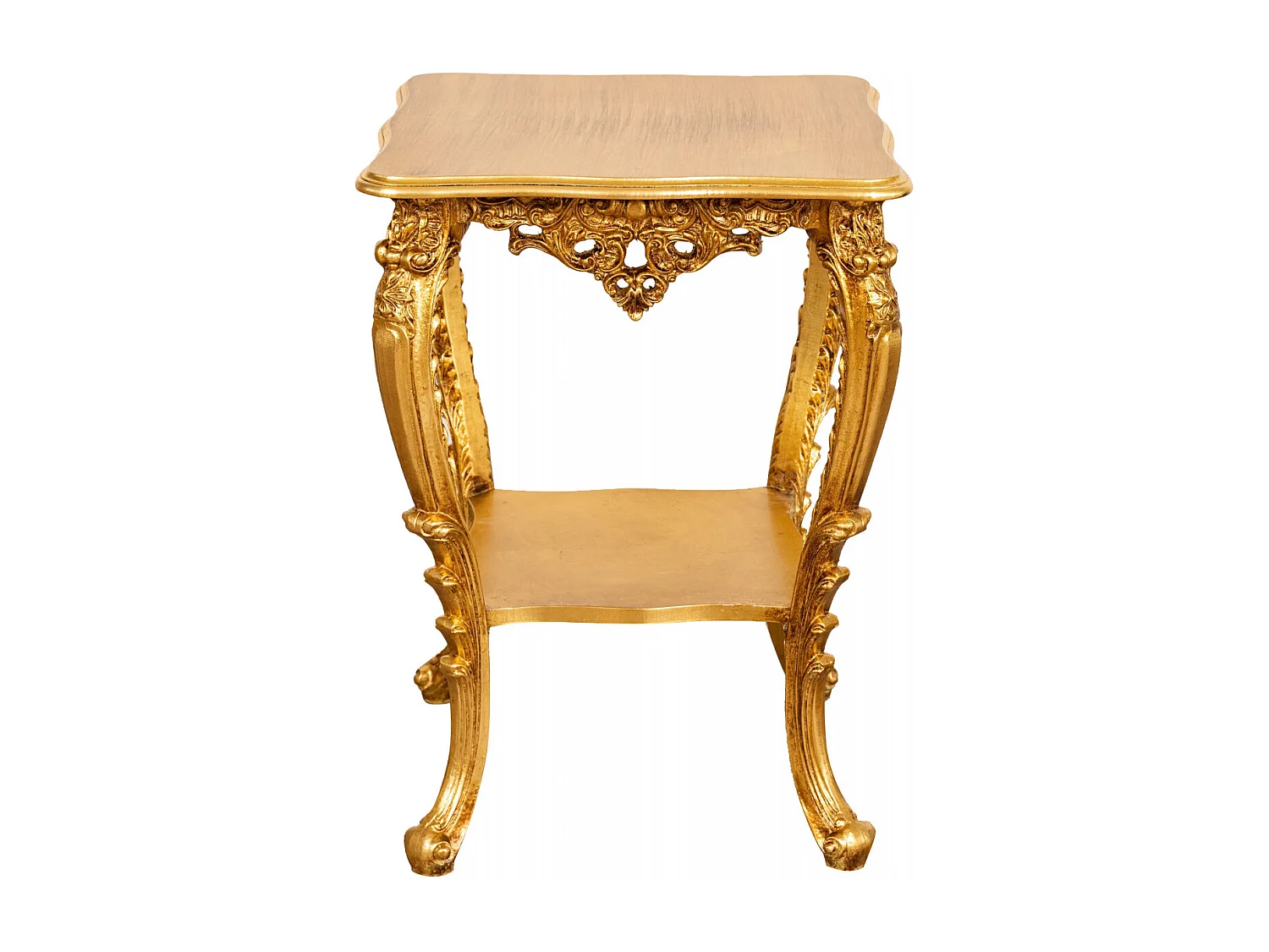 Table vase d'entrée en bois massif finition or antique - Console d'entrée - Table de rangement - 76x56cm fabriquée en Italie