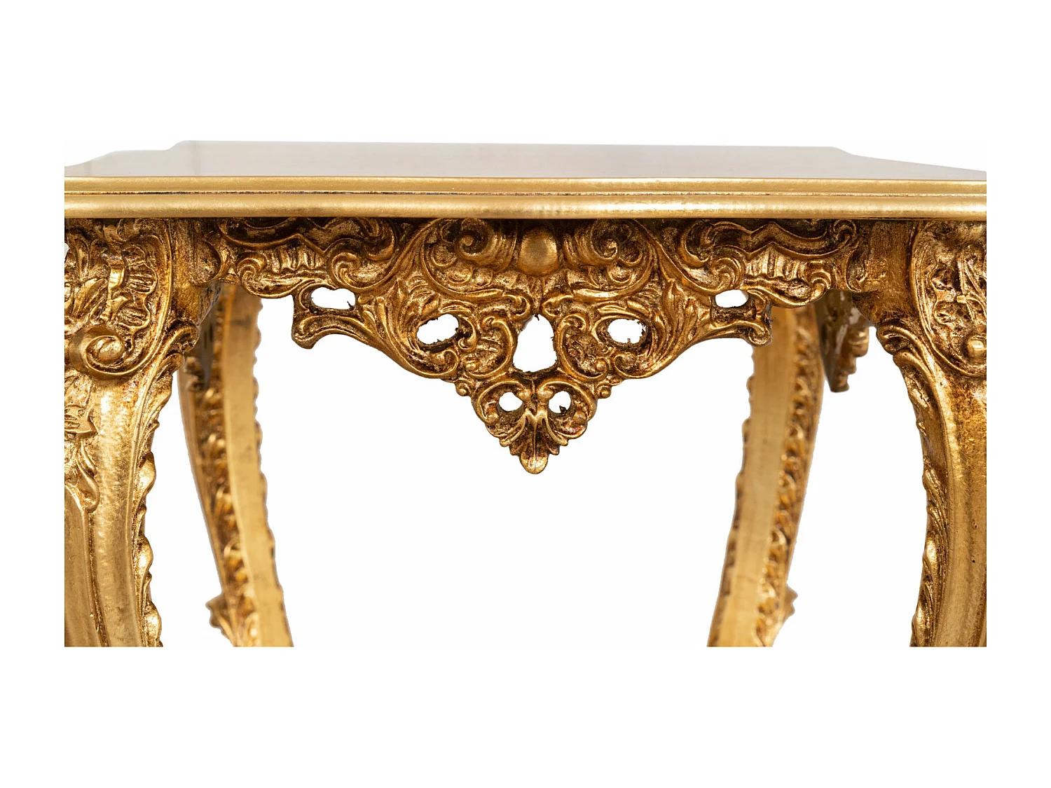 Table vase d'entrée en bois massif finition or antique - Console d'entrée - Table de rangement - 76x56cm fabriquée en Italie