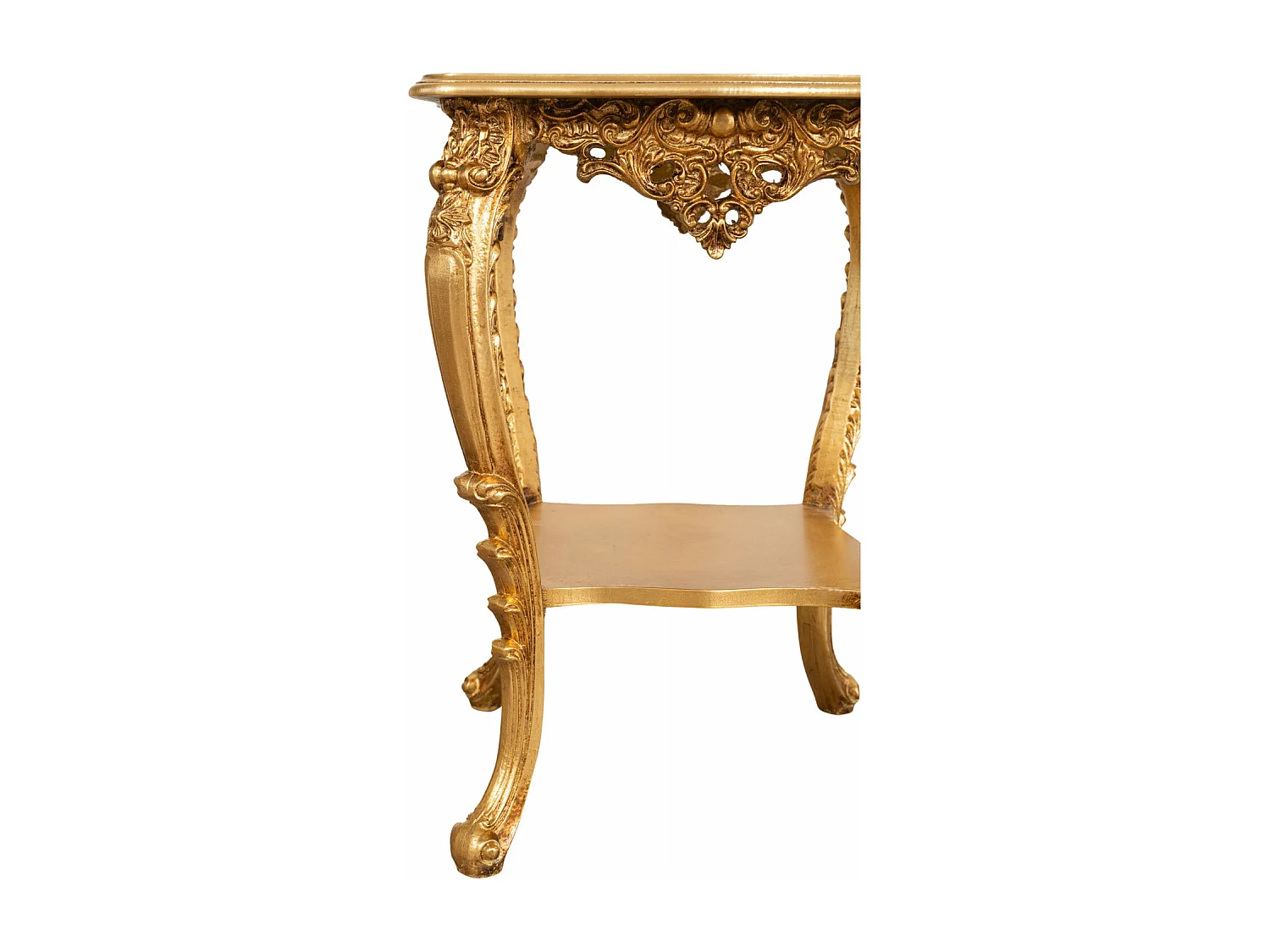 Table vase d'entrée en bois massif finition or antique - Console d'entrée - Table de rangement - 76x56cm fabriquée en Italie