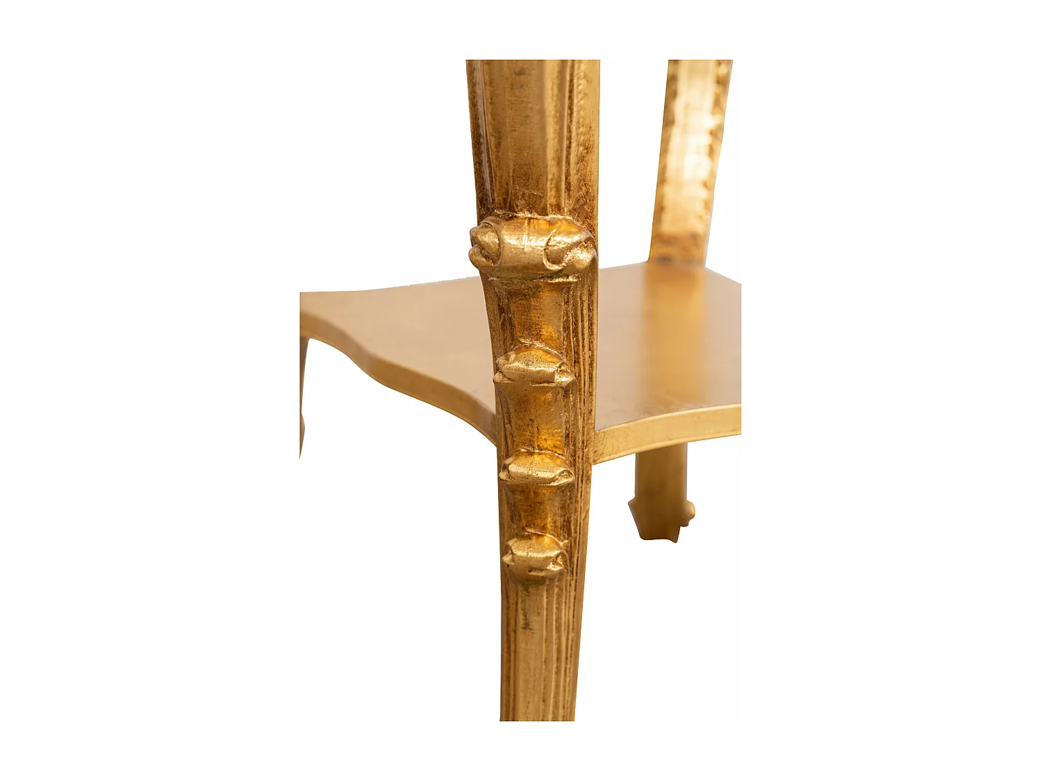 Table vase d'entrée en bois massif finition or antique - Console d'entrée - Table de rangement - 76x56cm fabriquée en Italie