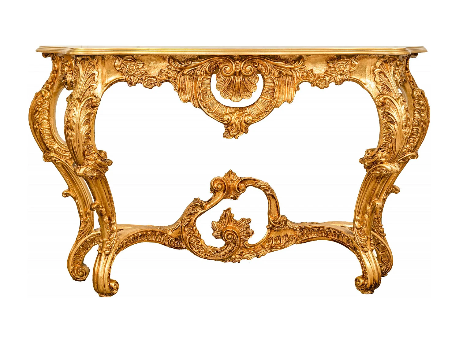 BISCOTTINI - Table console - Finition or antique - Table d'appoint - Console murale - Table de jardin - Table de chevet - Décoration vintage - 135x37x80 cm