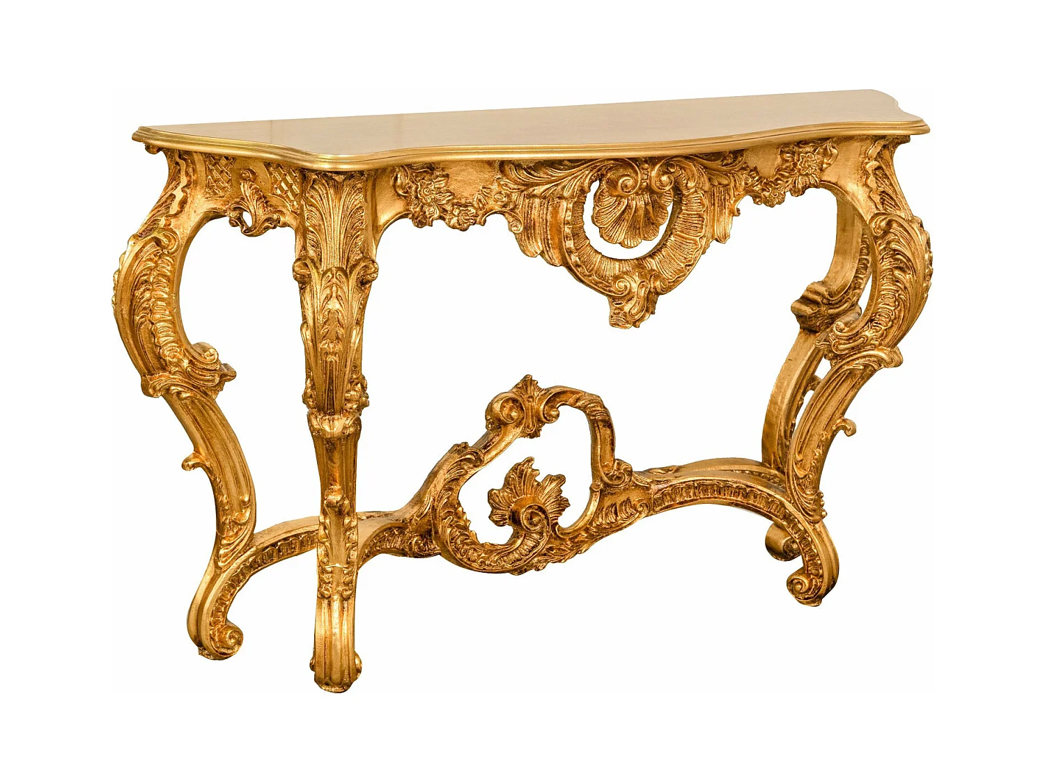 BISCOTTINI - Table console - Finition or antique - Table d'appoint - Console murale - Table de jardin - Table de chevet - Décoration vintage - 135x37x80 cm