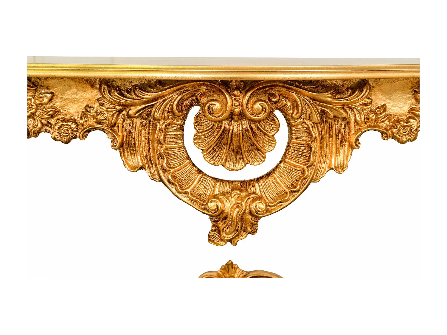 BISCOTTINI - Table console - Finition or antique - Table d'appoint - Console murale - Table de jardin - Table de chevet - Décoration vintage - 135x37x80 cm