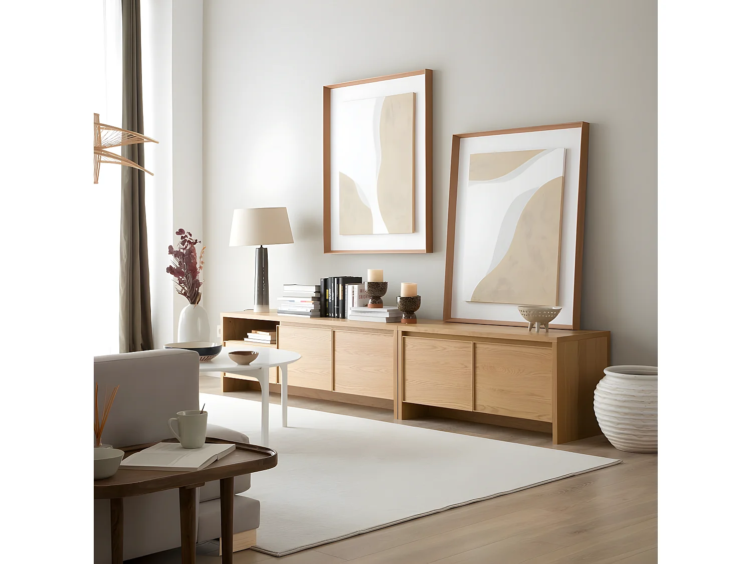 Mobile tv tavola in lamiera naturale e tavola laminata tecnica naturale 45x50