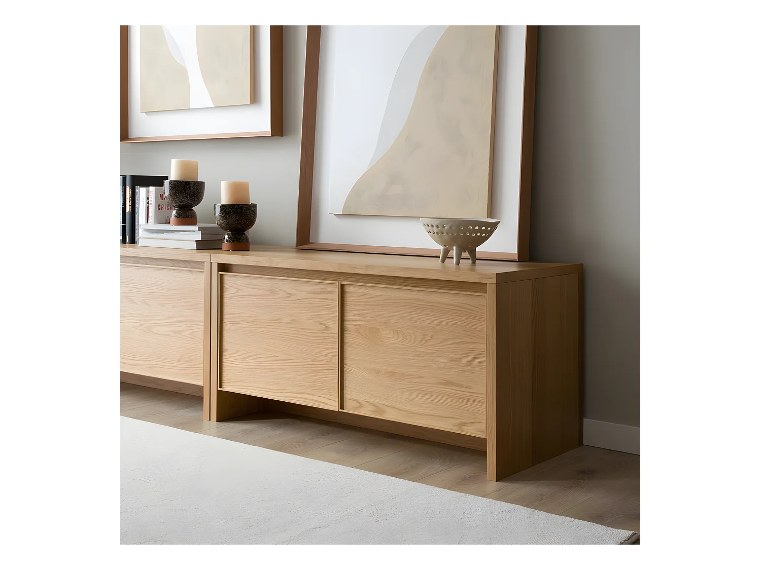 Meuble tv effet bois naturel 100x50