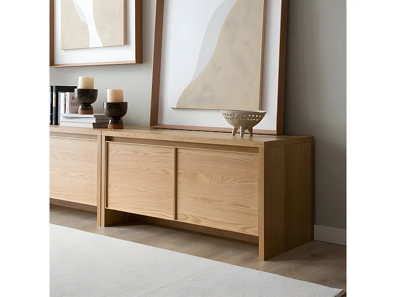 Meuble tv effet bois naturel 100x50