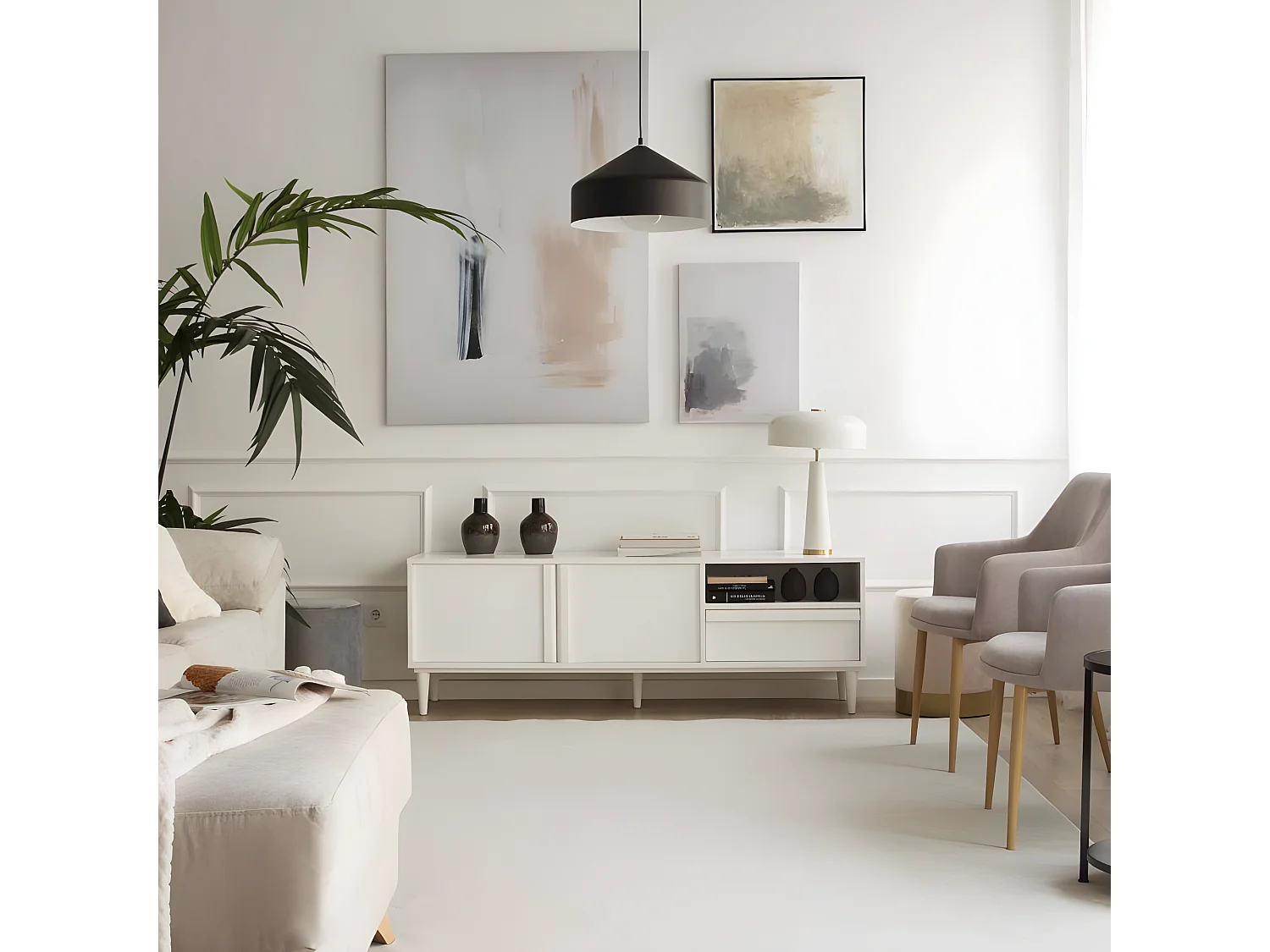 Mobile tv pannello in mdf bianco 40x55