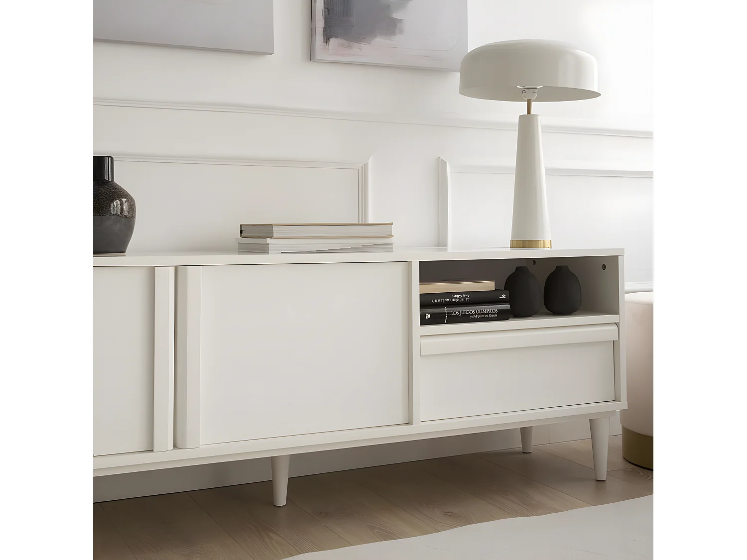 Mobile tv pannello in mdf bianco 40x55