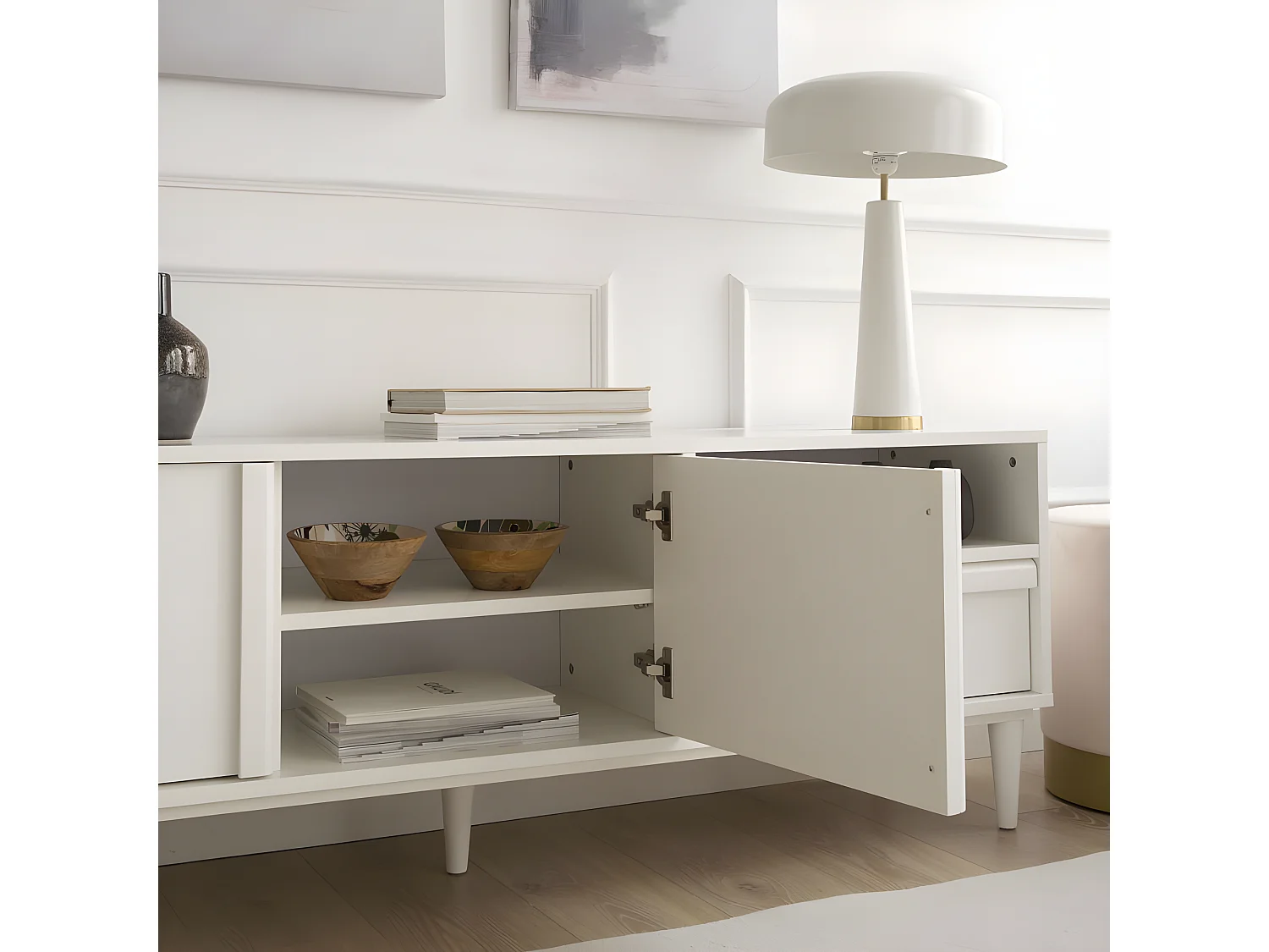 Mobile tv pannello in mdf bianco 40x55