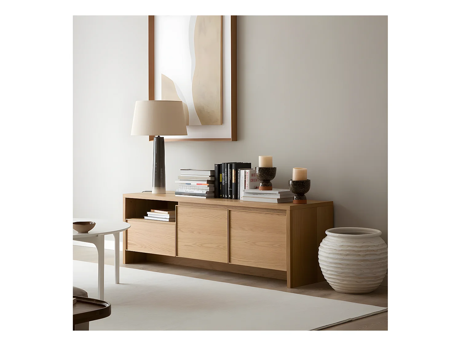 Meuble tv effet bois naturel 150x50