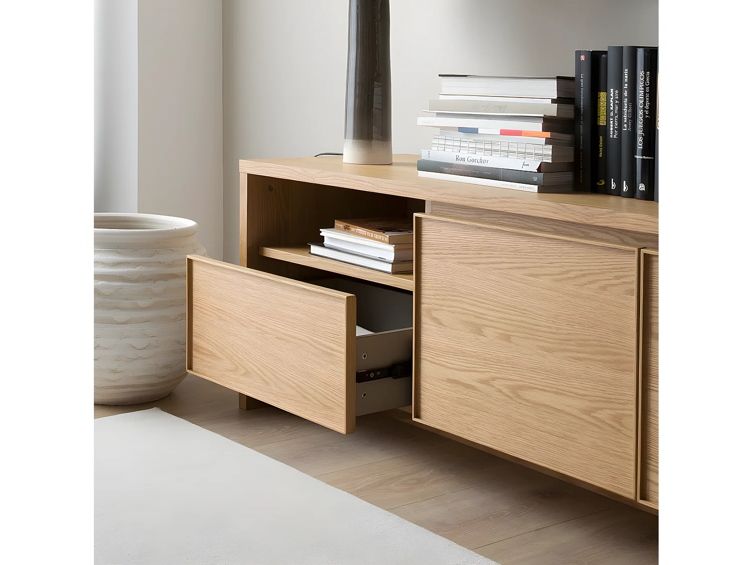 Meuble tv effet bois naturel 150x50