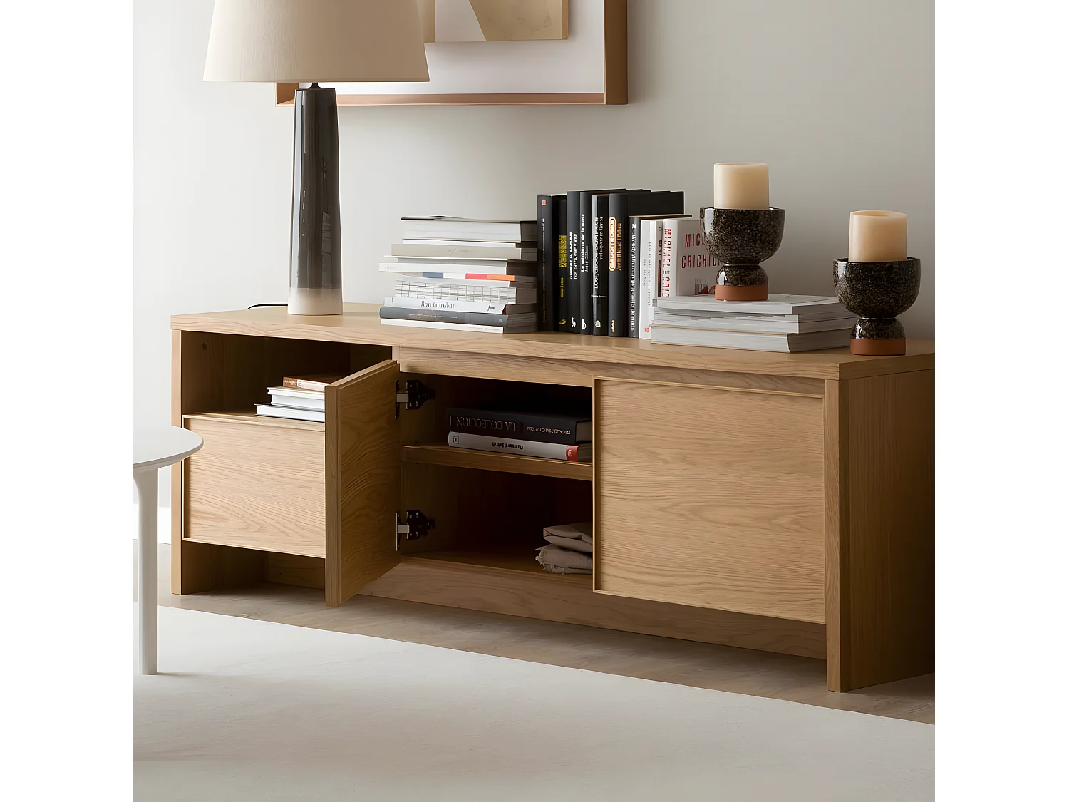 Meuble tv effet bois naturel 150x50