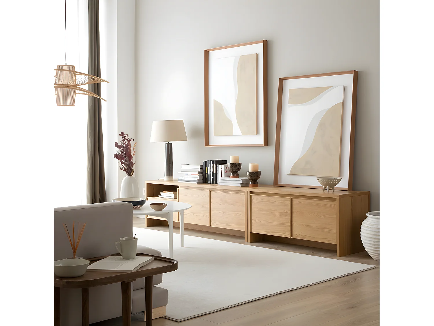 Meuble tv effet bois naturel 150x50