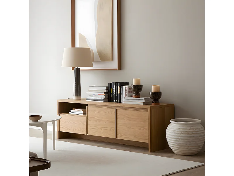 Meuble tv effet bois naturel 150x50