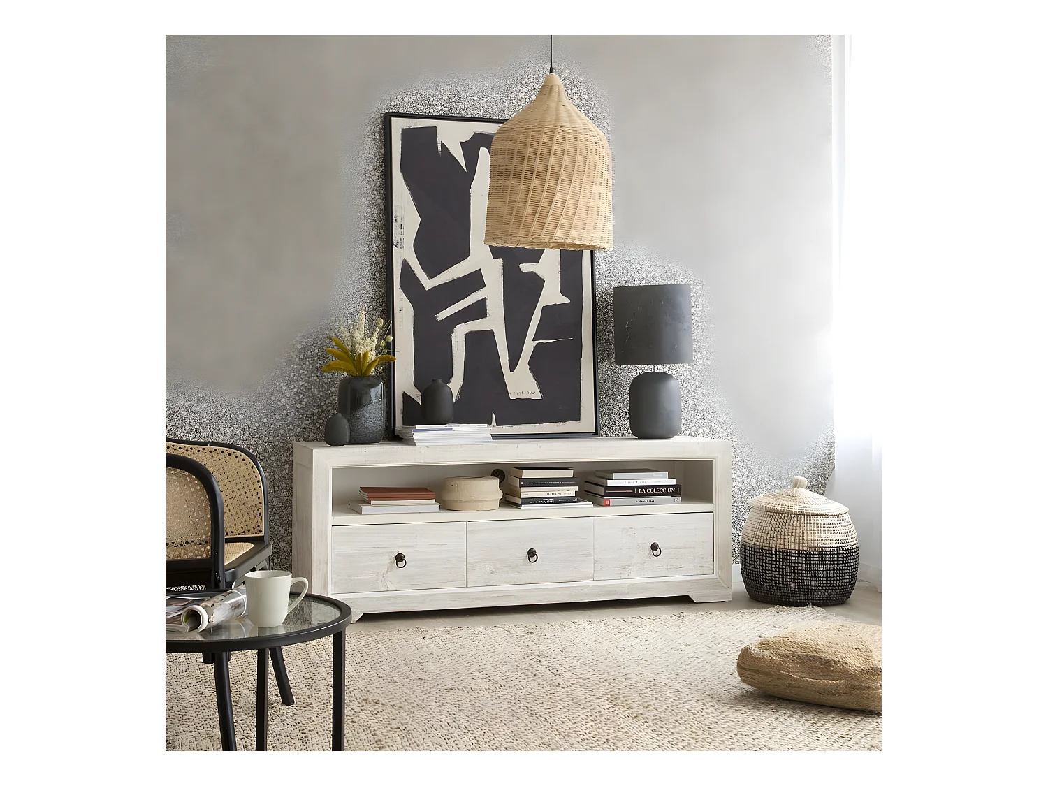 Mobile tv legno massiccio di araucaria bianco 40x60