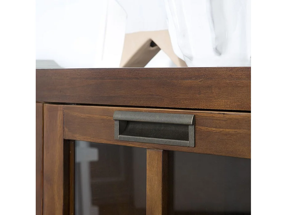 Mobile tv legno massello e impiallacciatura naturale di mindi Tek 40x60