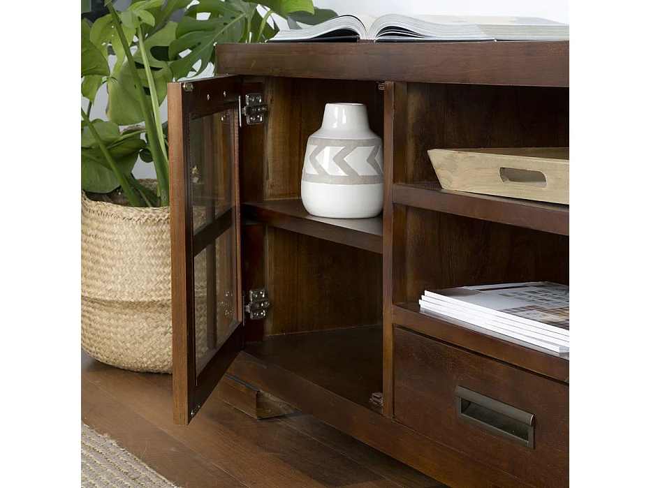 Meuble tv en bois massif marron 160x60