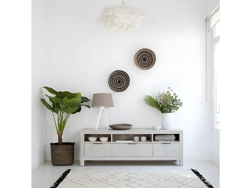 Mobile tv legno massiccio di araucaria bianco 45x62